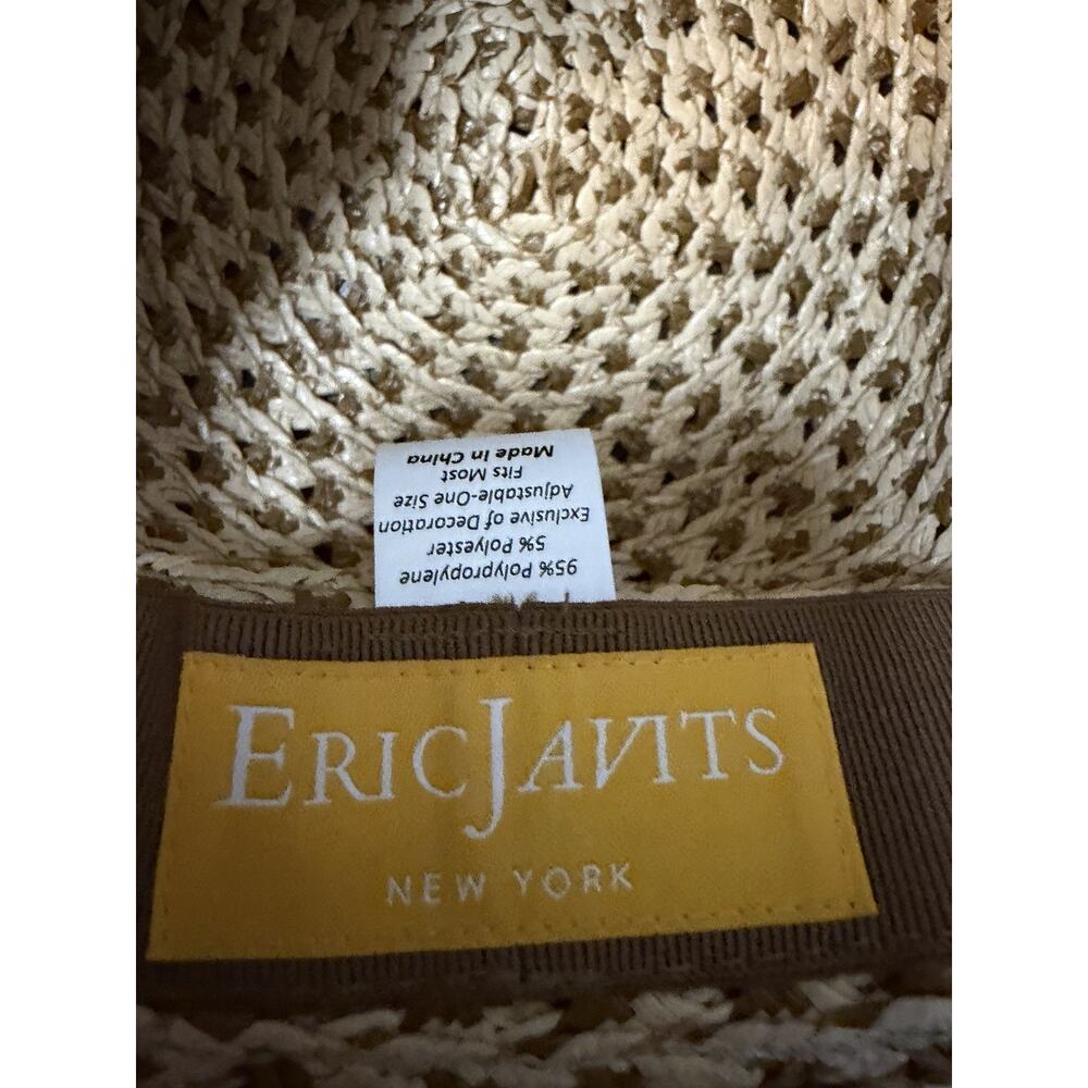 Eric Javits Neutral Raffia Fedora Sunhat Packable One Size NWT $375 - Picture 5 of 16